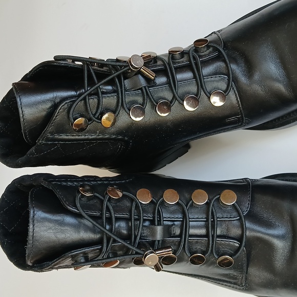 AQUATALIA Black Leather Luxery Moto Classic Boots Made In ITALY womens Sz10 - Picture 5 of 8
